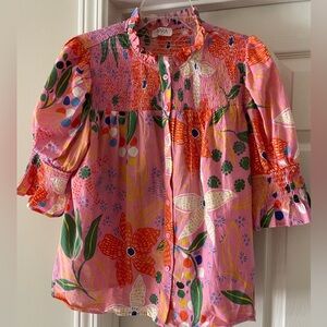 Vibrant Floral Blouse by Avara - Pink and Red